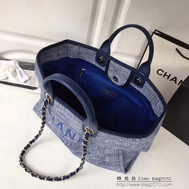 香奈兒CHANEL 2018早春度假系列最新火爆大號帆布沙灘包手提購物袋 DSC1296
